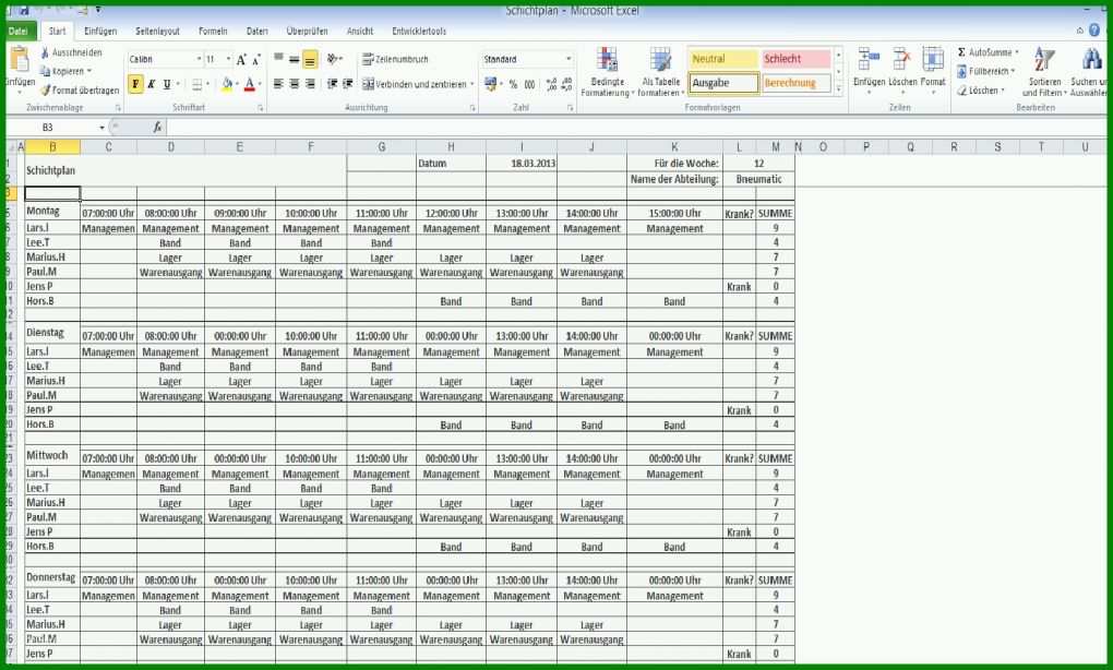 Unvergesslich Schichtplan Vorlage 1673x1007