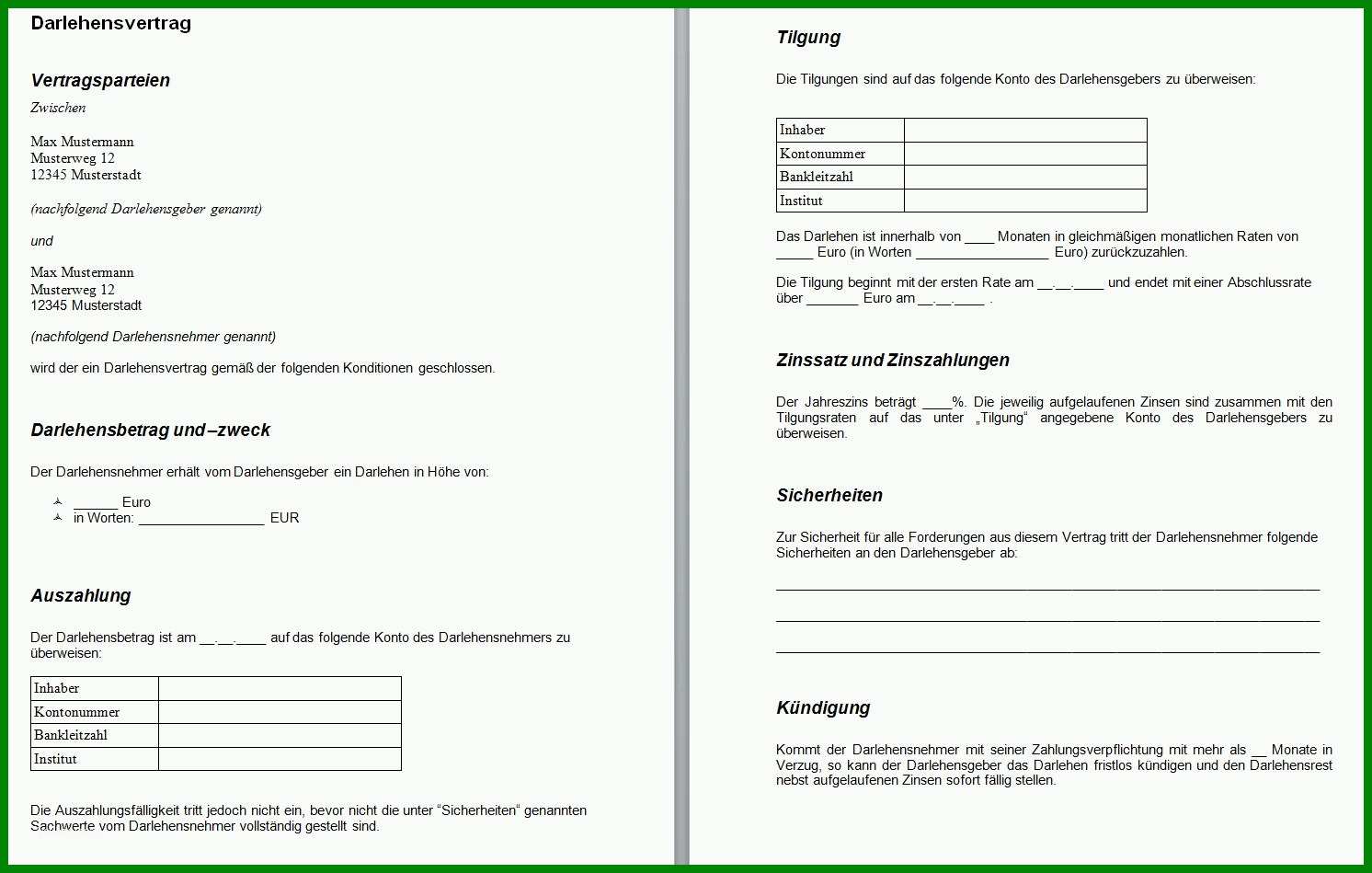 Am Beliebtesten Privater Darlehensvertrag ...