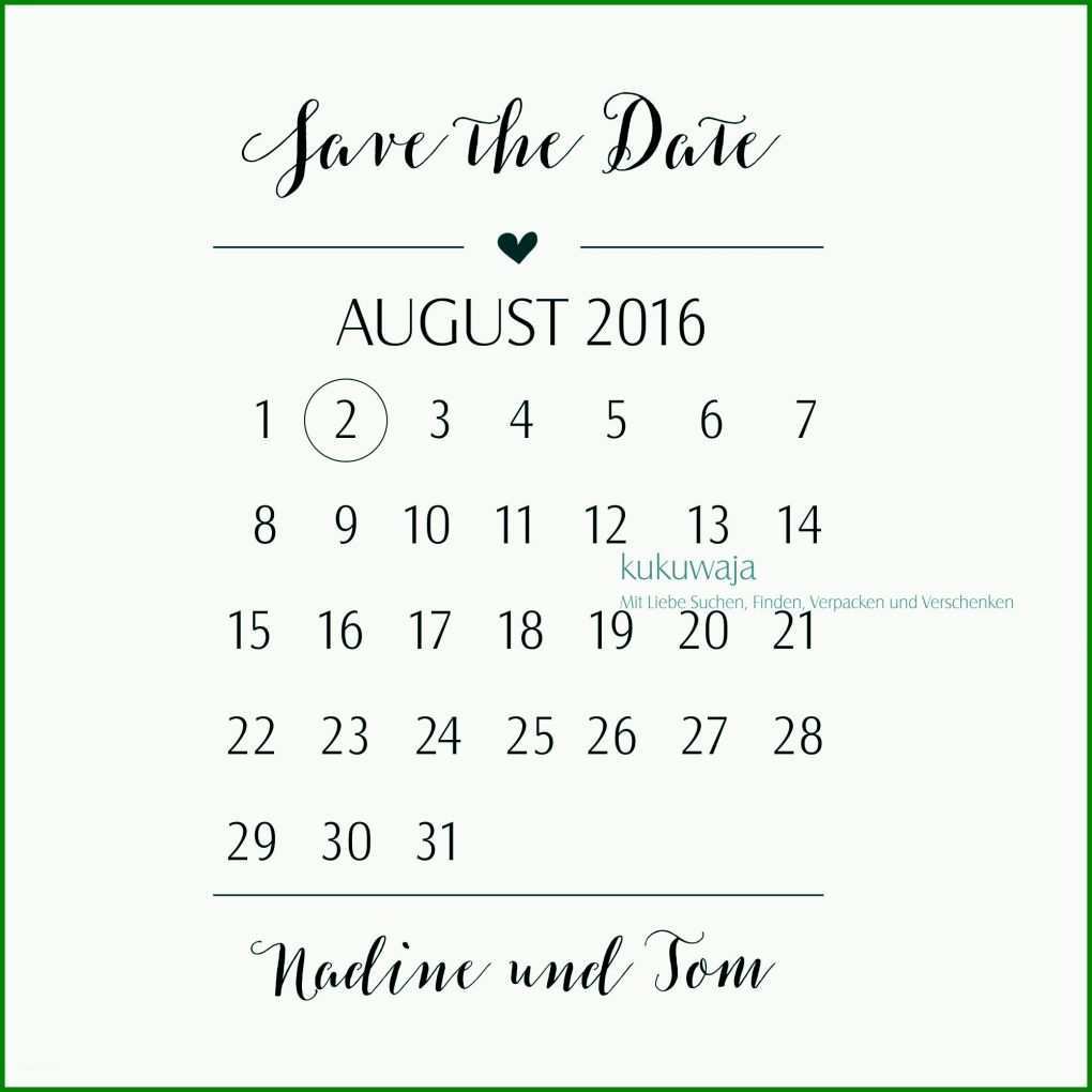 Toll Save the Date Kalender Vorlage 2000x2000