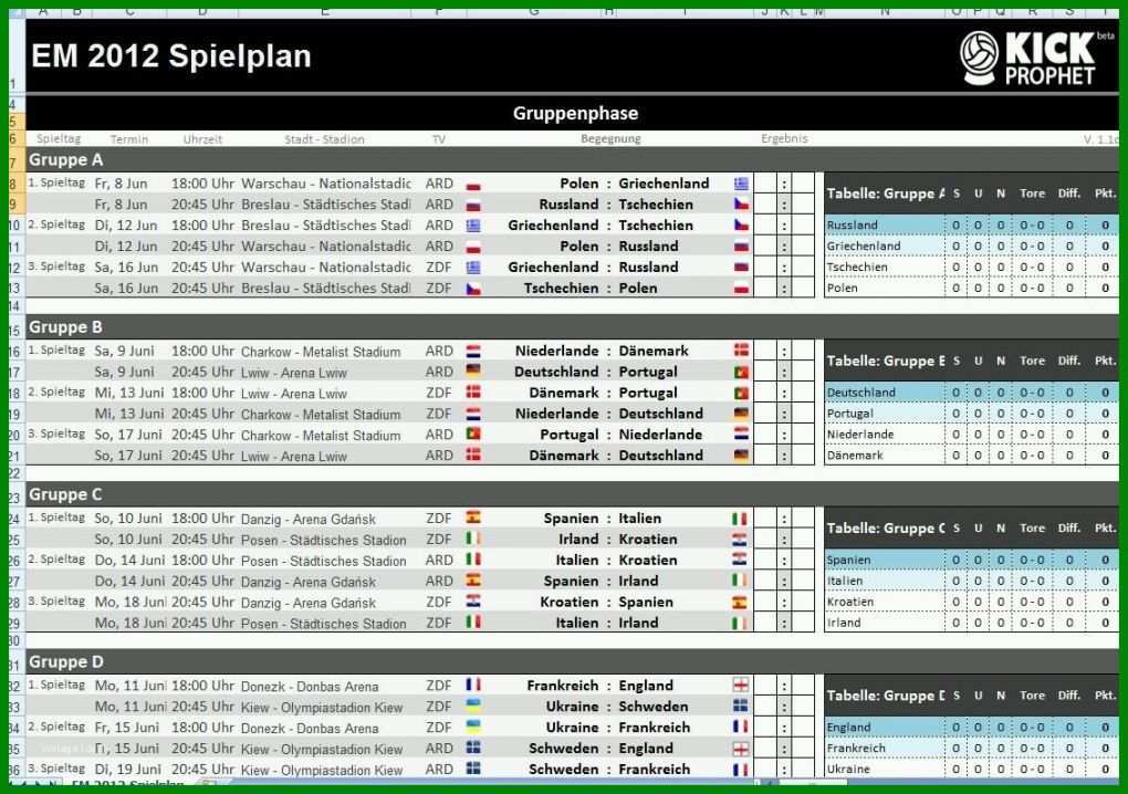 Empfohlen Spielplan Excel Vorlage 1132x797