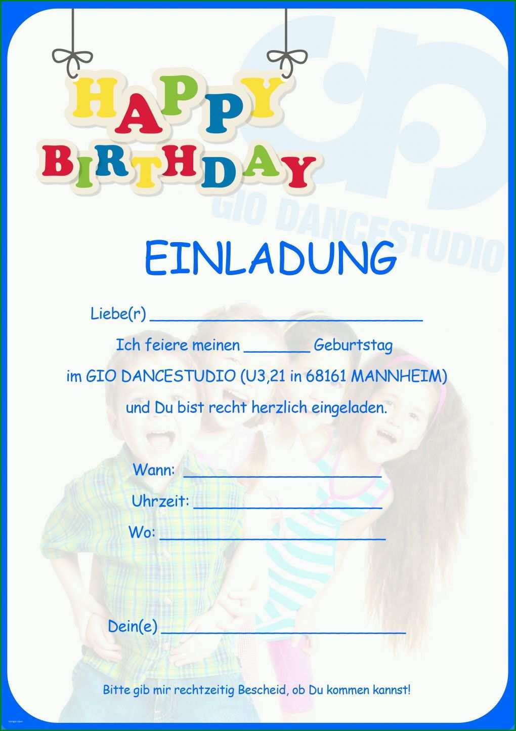 Ausnahmsweise Einladung Kindergeburtstag Vorlage 2480x3508