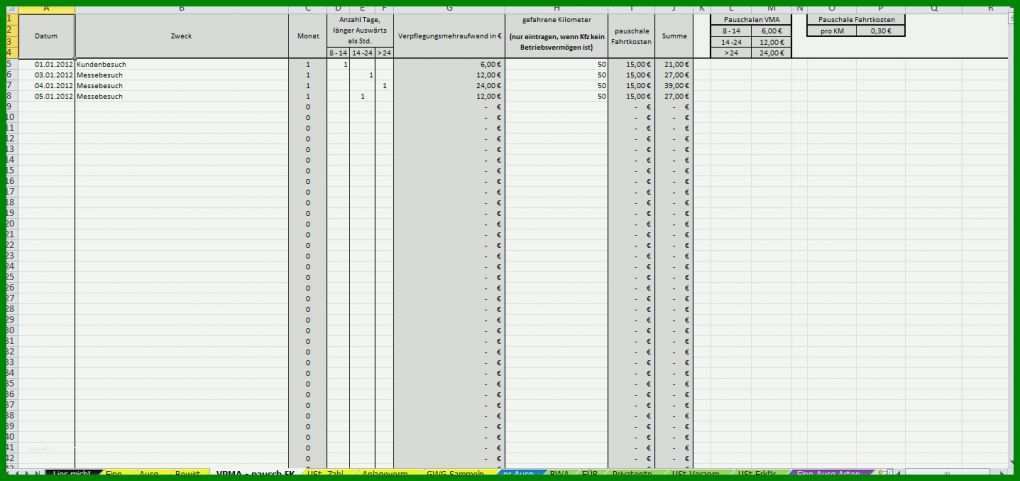 Empfohlen Kfz Kosten Excel Vorlage 1437x677