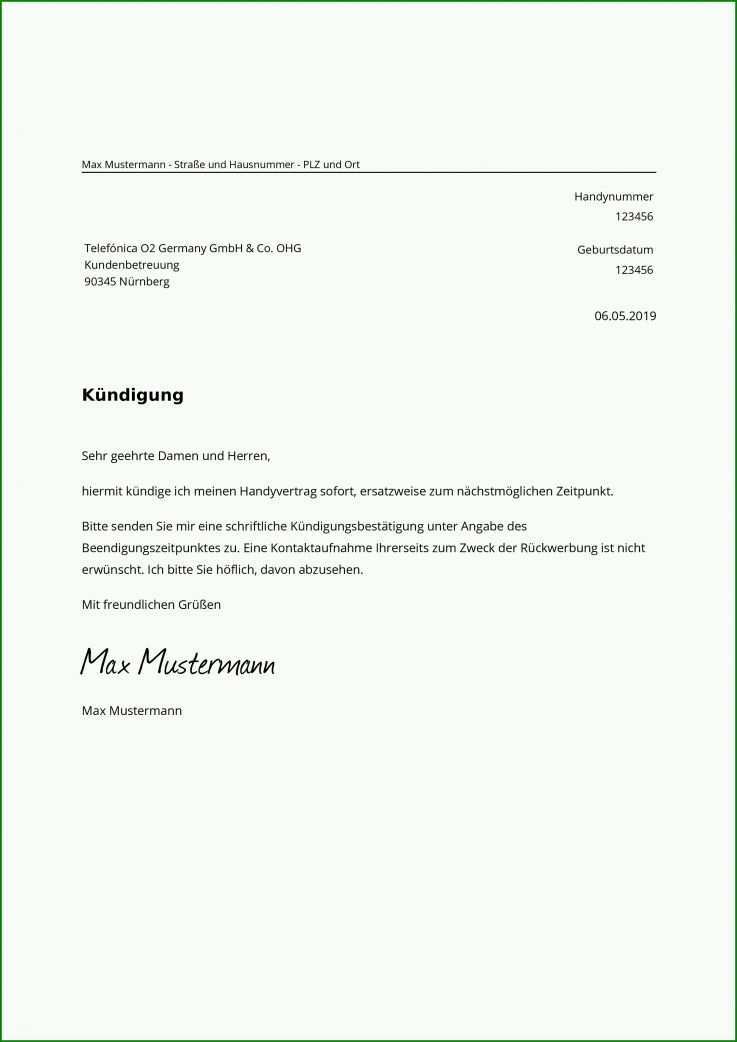 Erschwinglich O2 Handyvertrag Kündigen Vorlage Pdf 2480x3508