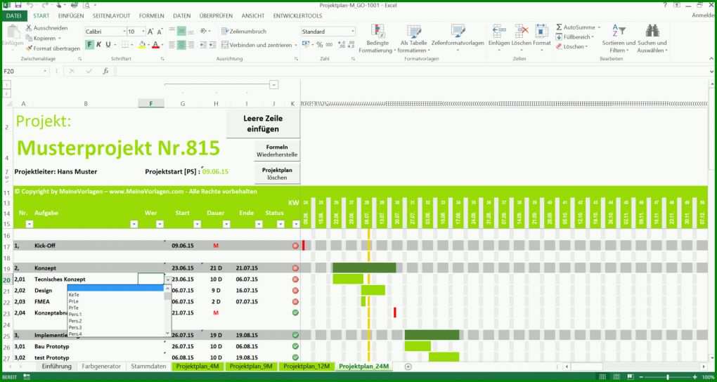 Fabelhaft Projektplan Excel Vorlage 2017 Kostenlos 1920x1024