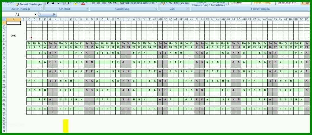 Moderne Schichtplan Vorlage 3 Schichten 1369x592