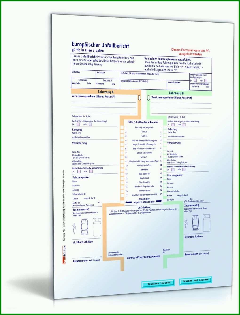 Original Unfallbericht Vorlage Pdf 1600x2100