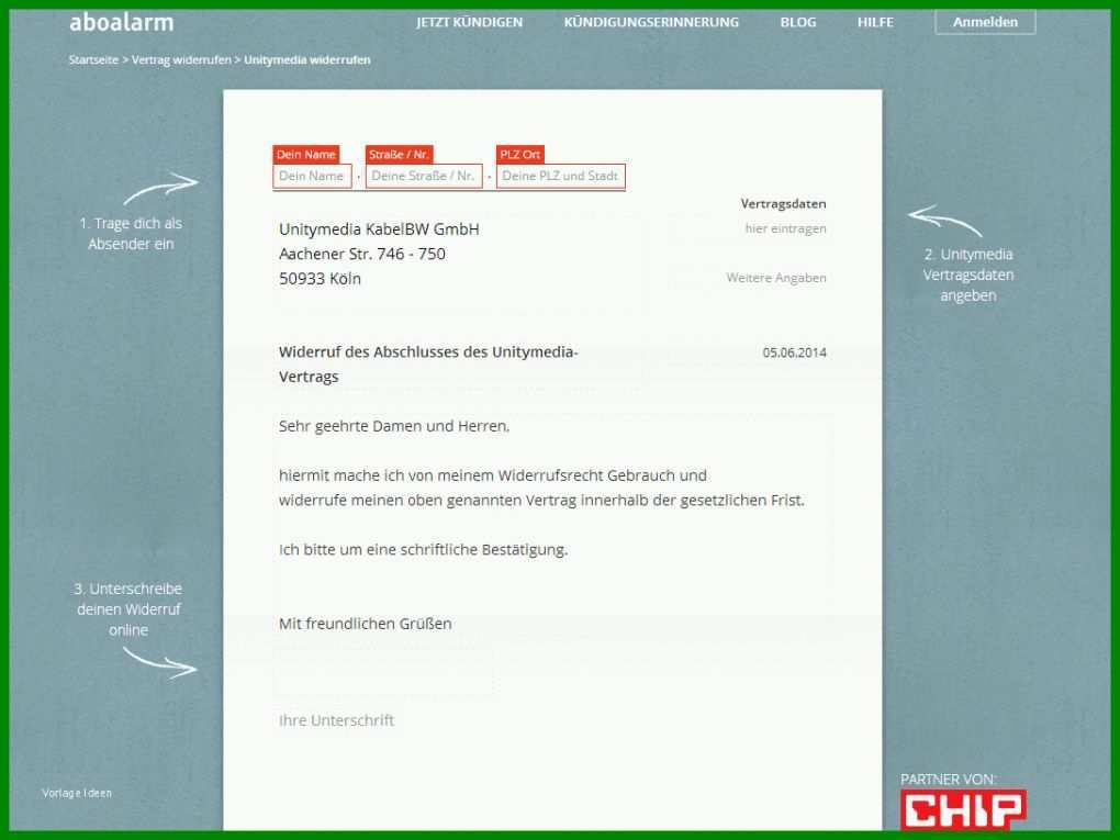 Einzigartig Unitymedia Kündigung Vorlage 1088x816