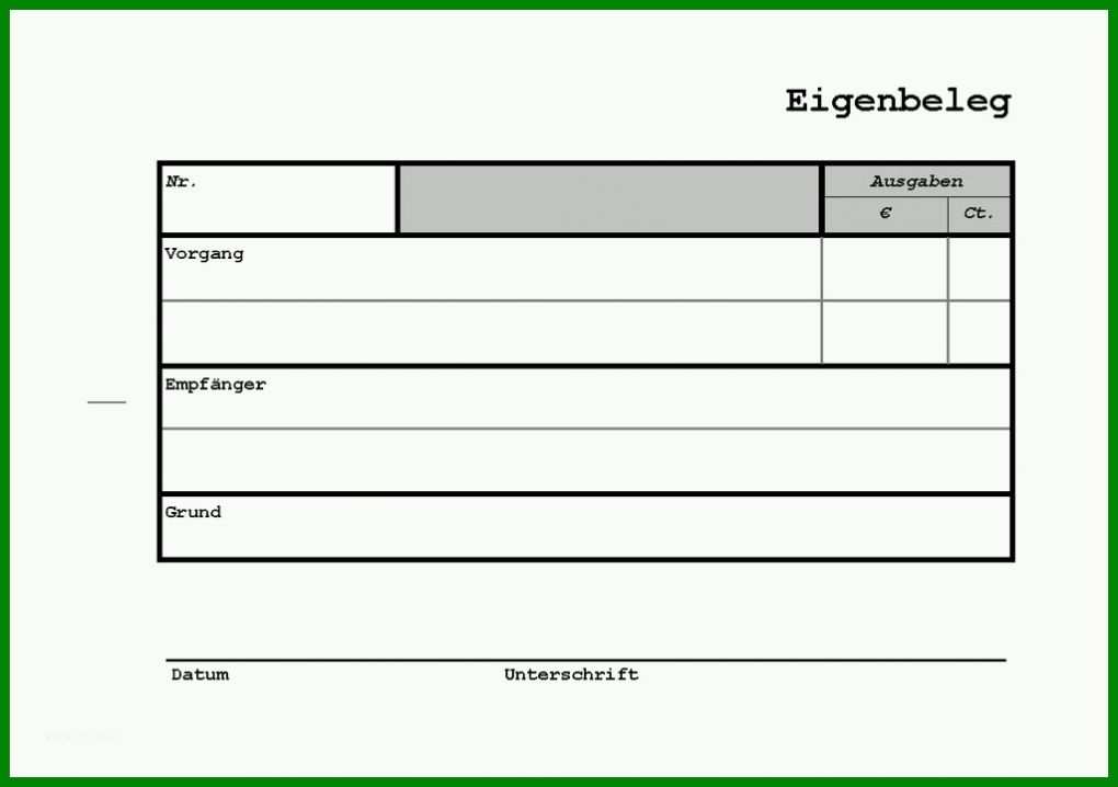 Tolle Eigenbeleg Vorlage 1024x721