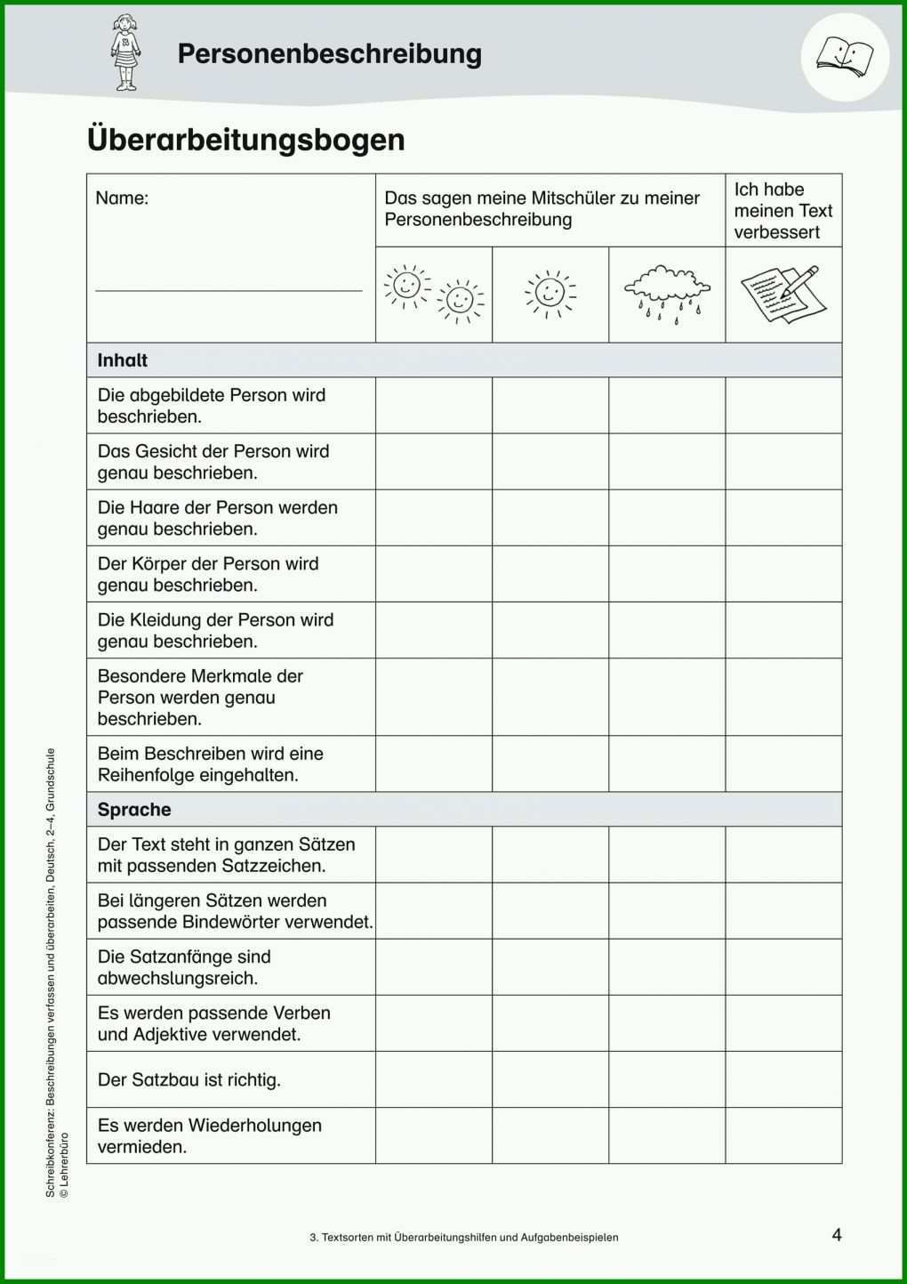 Selten Personenbeschreibung Grundschule Vorlage 1697x2400