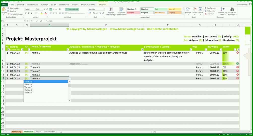 Erschwinglich to Do Liste Vorlage Excel 1920x1031