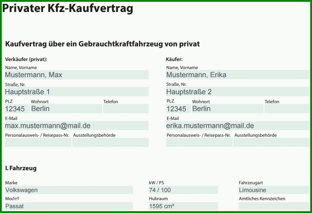 Tolle Vorlage Vertrag Autoverkauf Privat 1044x712