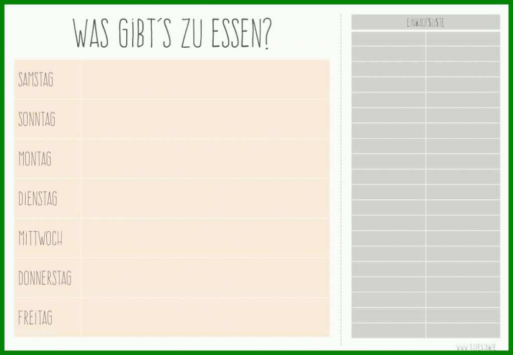 Tolle Wochenplan Essen Vorlage 1040x720