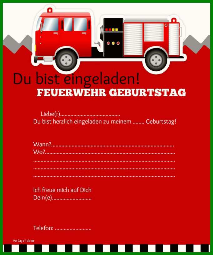 Einladungskarte Kindergeburtstag Feuerwehr Basteln Teil Der Feuerwehr Einladung Basteln Vorlage