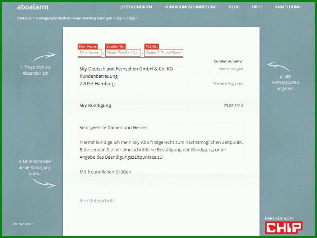 Ungewöhnlich Kündigung Sky Deutschland Vorlage 1032x774