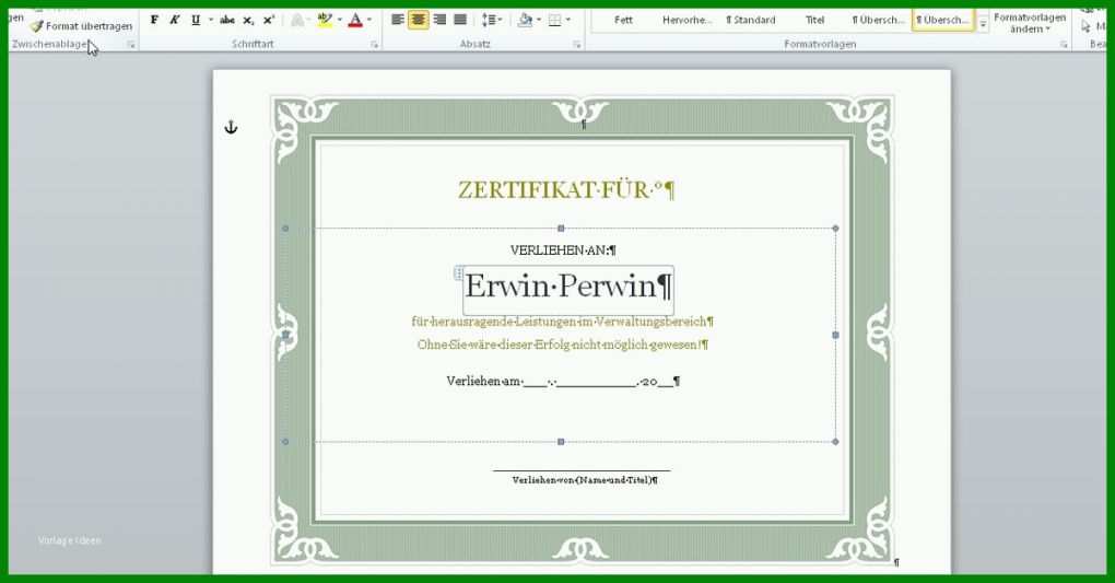 Tolle Powerpoint Vorlage Urkunde 1200x627