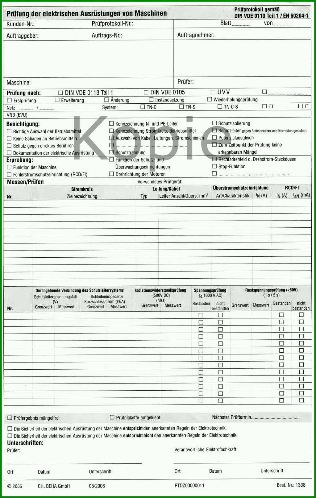 Limitierte Auflage Prüfprotokoll Vde 0113 Vorlage 1096x1730