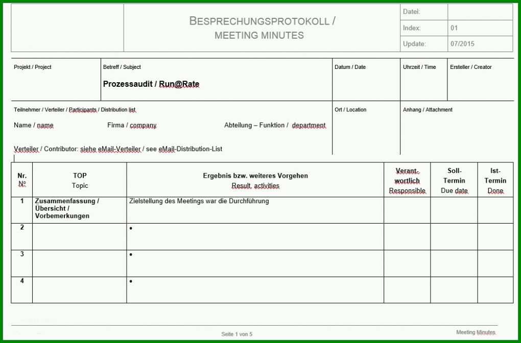 Perfekt Besprechungsprotokoll Vorlage Word 1051x692