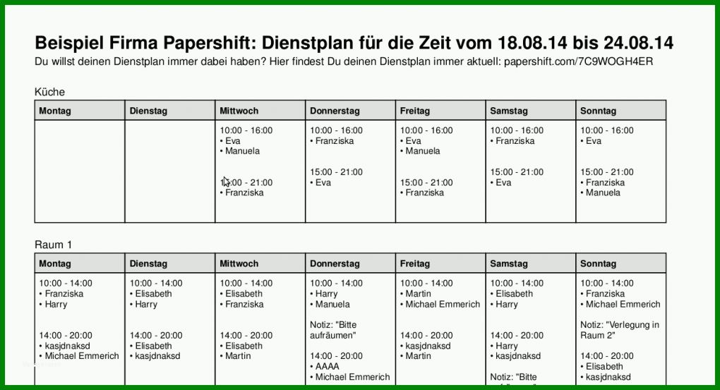 Beeindruckend Dienstplan Vorlage Pdf 1294x702