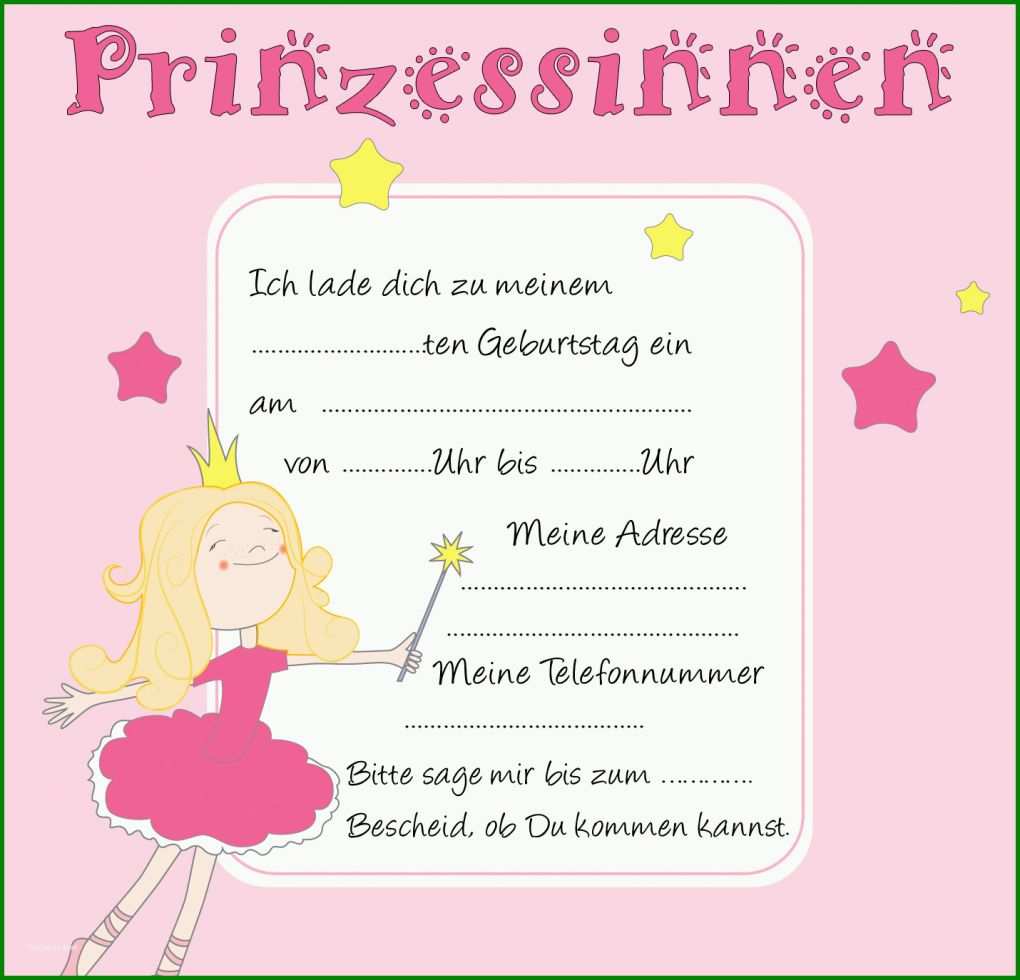 Unvergleichlich Kindergeburtstag Einladung Prinzessin Vorlage 1430x1374