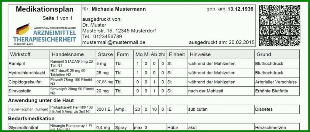 Phänomenal Medikationsplan Vorlage 1600x680