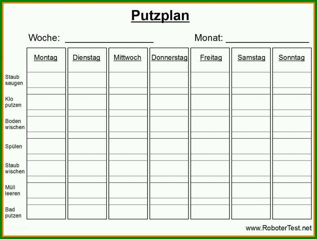 Perfekt Putzplan Vorlage Excel 1353x1022