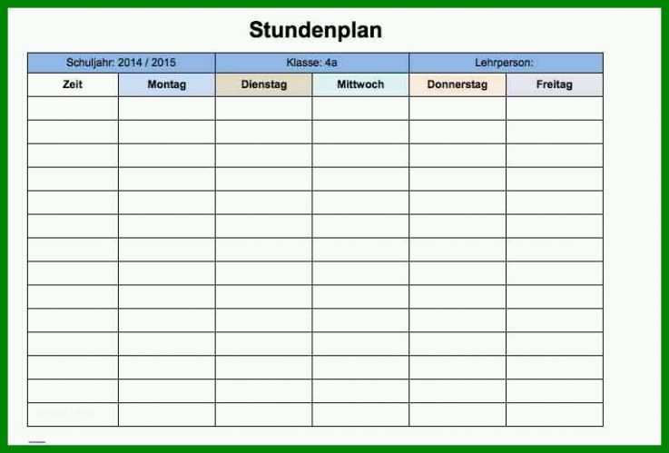 Überraschen Schulstundenplan Vorlage Excel 766x519