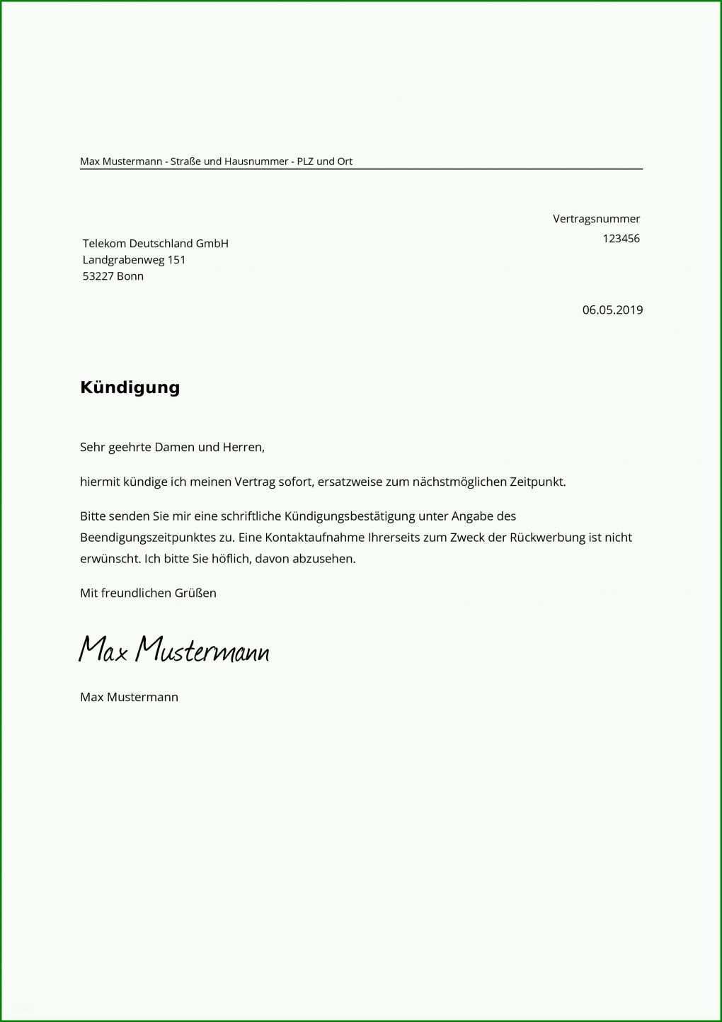 Moderne Telekom Handyvertrag Kündigen Vorlage Pdf 2480x3508