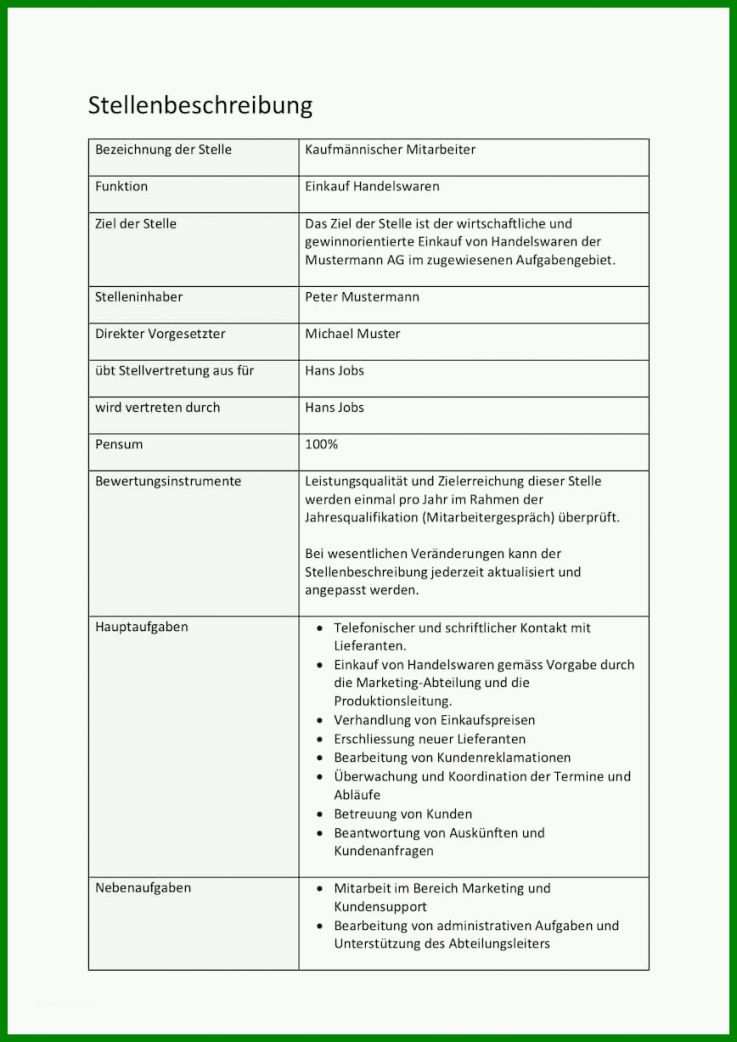 Fabelhaft Vorlage Stellenbeschreibung 868x1227