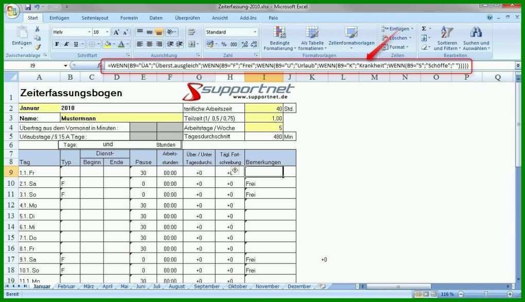 Limitierte Auflage Zeiterfassung Vorlage Excel Kostenlos 1260x725