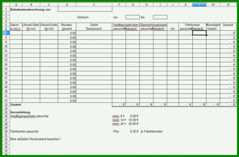 Rühren Eigenbeleg Vorlage Excel 1061x697