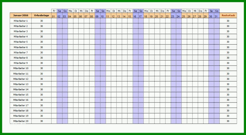 Fantastisch Excel Urlaubsplaner Vorlage 1036x567