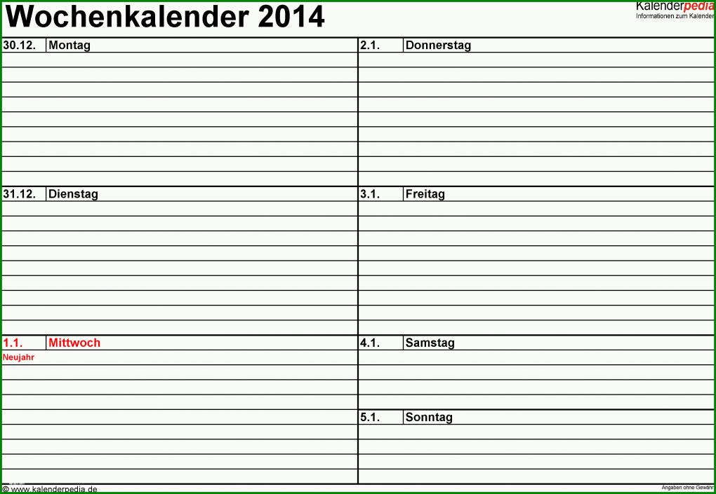 Ideal Wochenkalender Vorlage 3171x2191