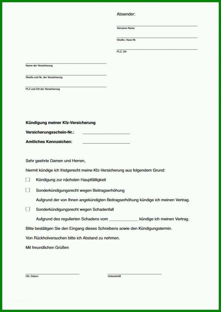 Allerbeste Autoversicherung Kündigen Vorlage 885x1250