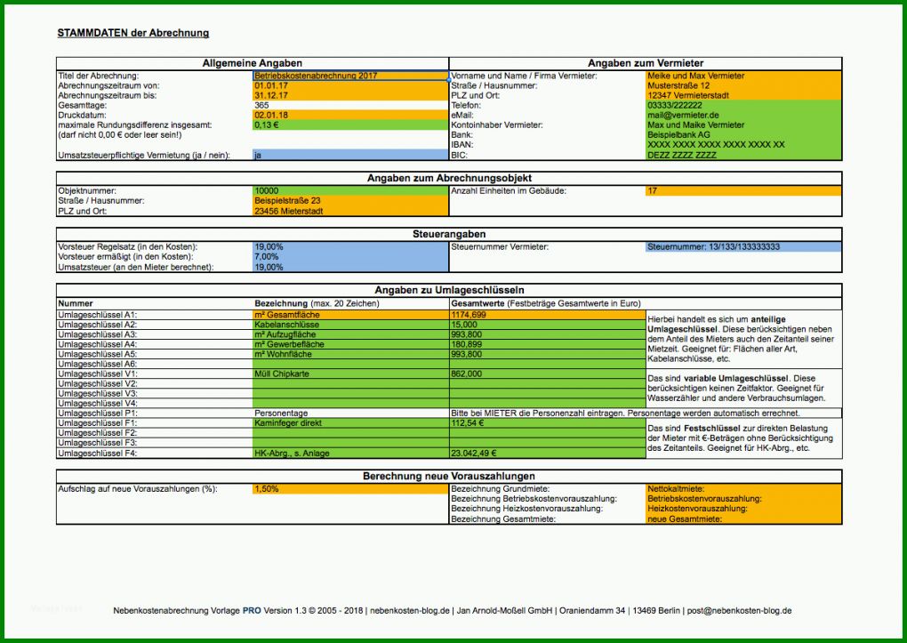 Allerbeste Excel Vorlage Betriebskostenabrechnung 1200x850