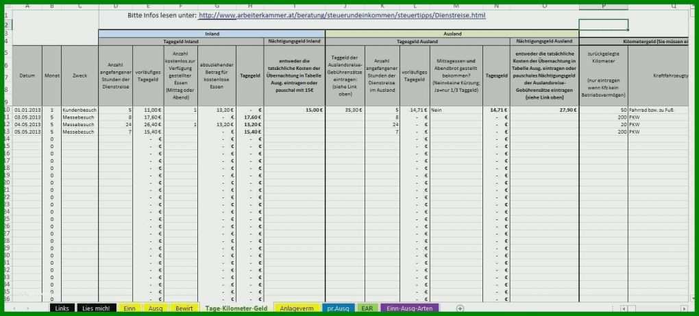 Phänomenal Fahrtkosten Vorlage Excel 1440x651