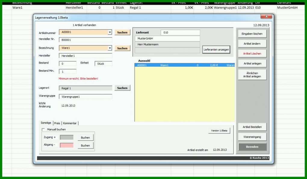 Einzahl Lagerverwaltung Excel Vorlage Gratis 1236x722