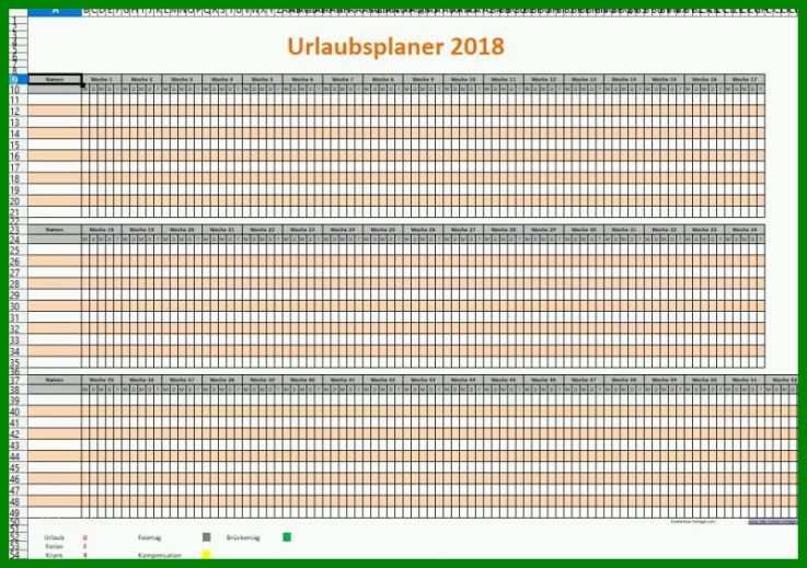 Tolle Urlaubsplaner Excel Vorlage 800x563