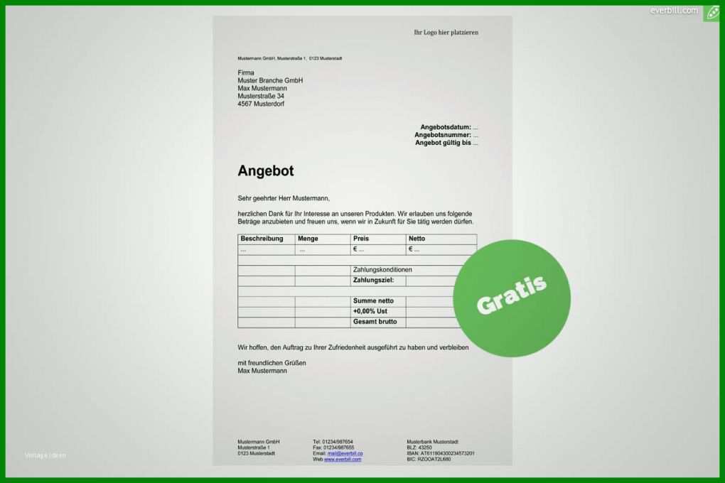 Allerbeste Angebot Vorlage Word 1200x800