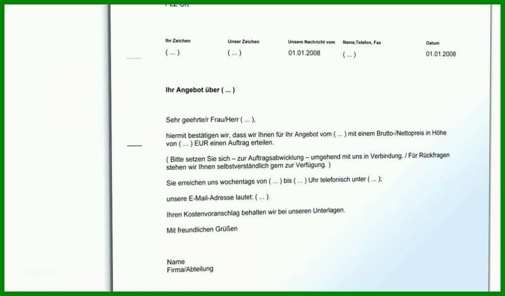 Selten Auftragsbestätigung Vorlage Pdf 1024x600