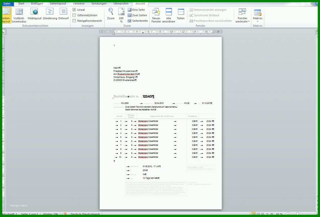 Großartig Bestellschein Vorlage Pdf 1280x869