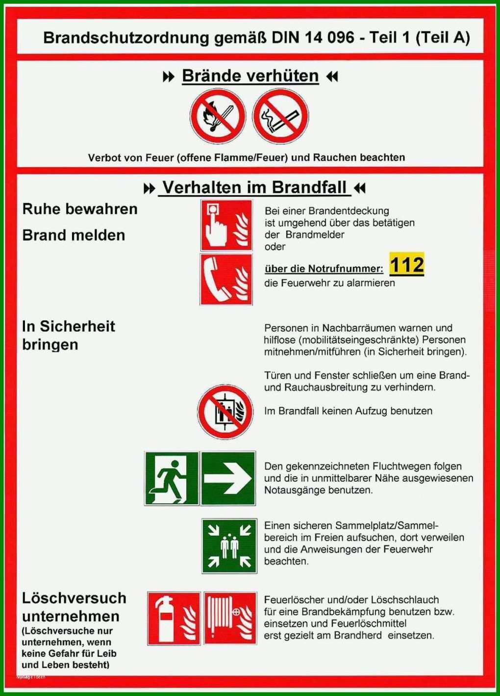 Ungewöhnlich Brandschutzordnung Teil A Vorlage 1200x1669