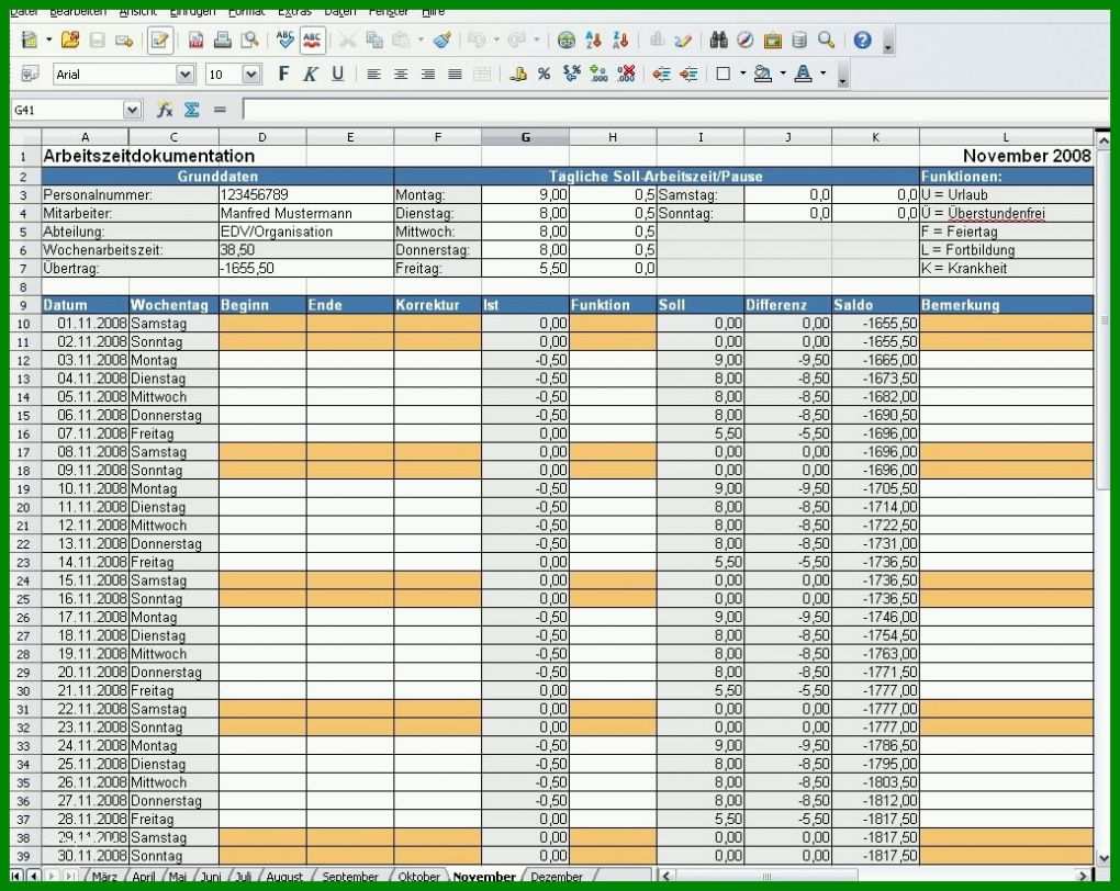 Bestbewertet Open Office Arbeitszeiterfassung Vorlagen Kostenlos 1036x825