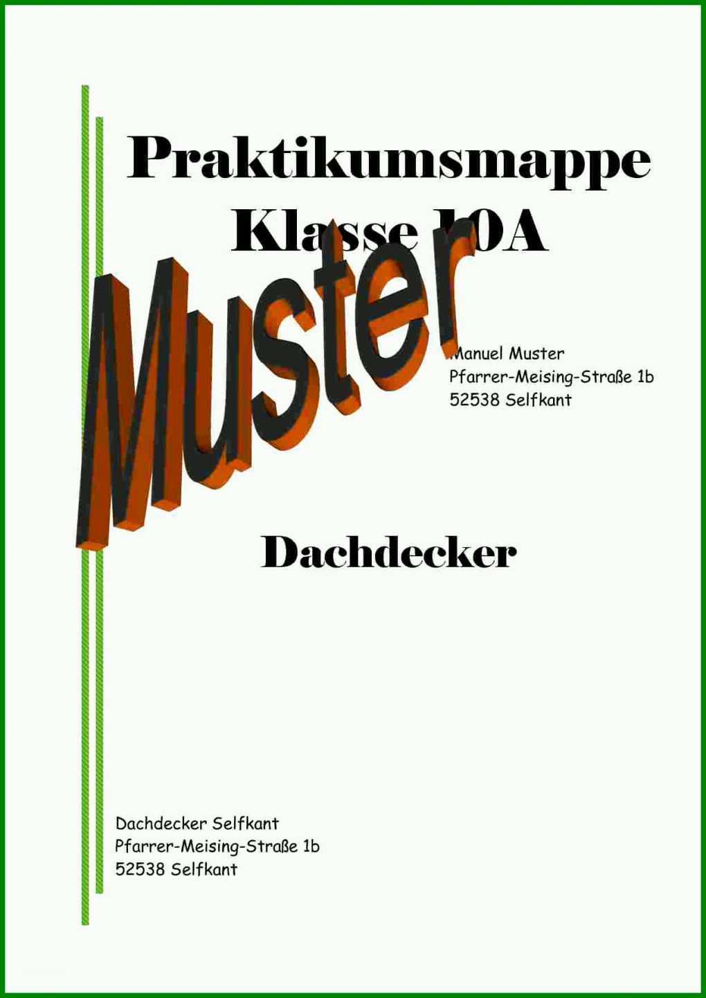 Fantastisch Praktikumsmappe Vorlage 1246x1760