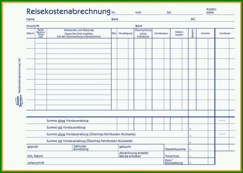 Beeindruckend Vorlage Reisekostenabrechnung 1022x727