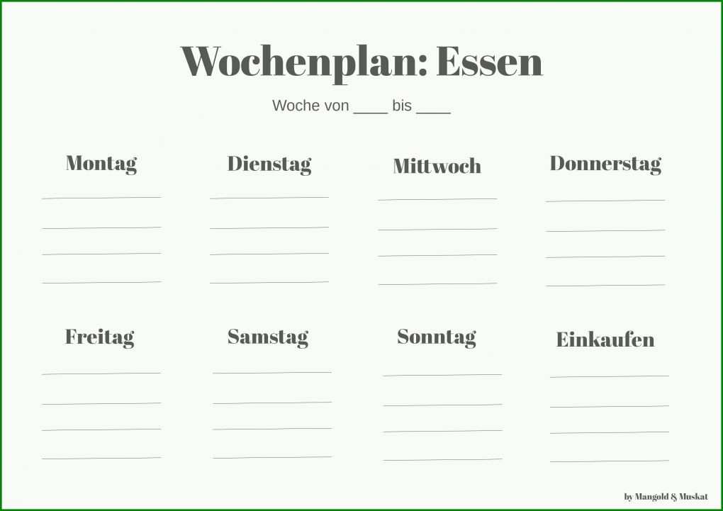 Erstaunlich Wochenplan Essen Vorlage 3508x2480