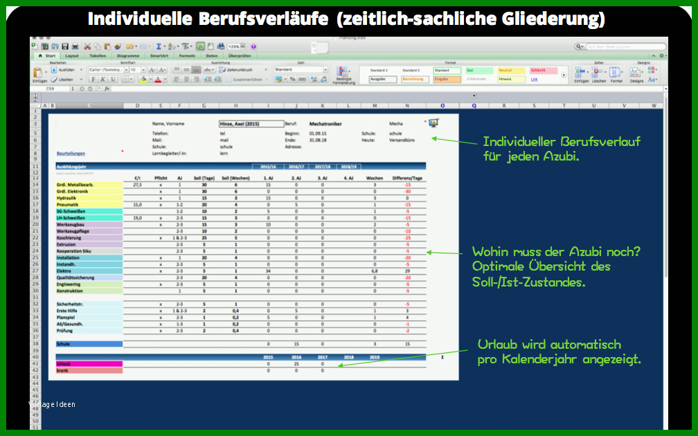 Muster Ausbildungsplan Excel : Hervorragen Betrieblicher ...