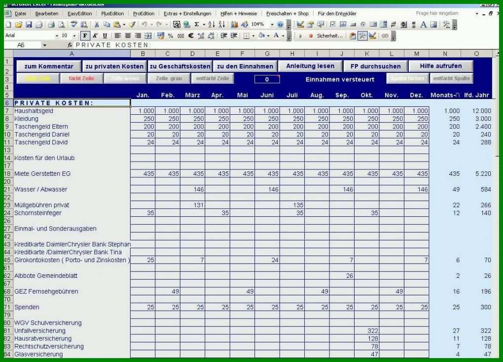 Sensationell Einnahmen Ausgaben Excel Vorlage Privat 1152x830