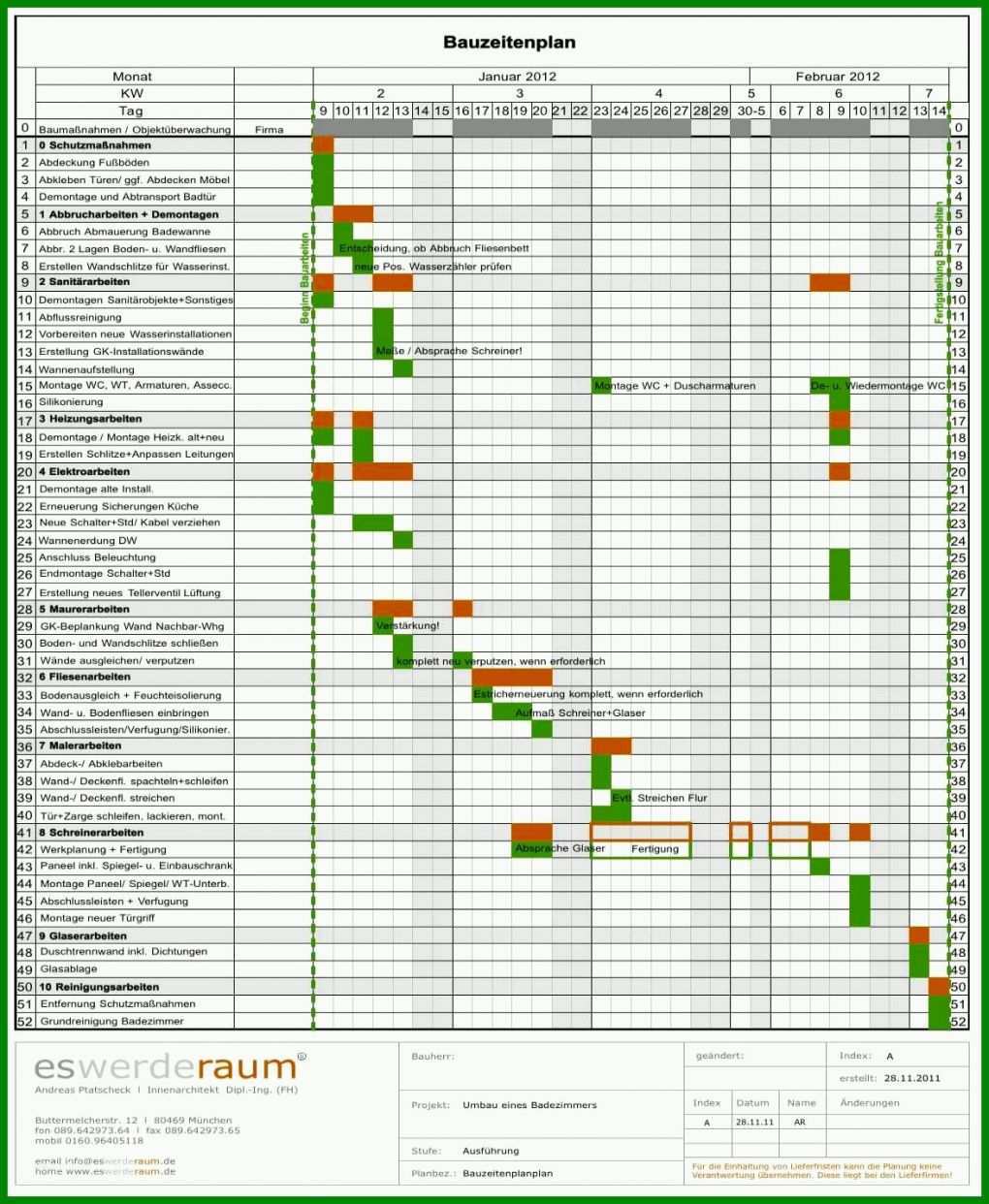 Sensationell Excel Vorlage Bauzeitenplan 1176x1432