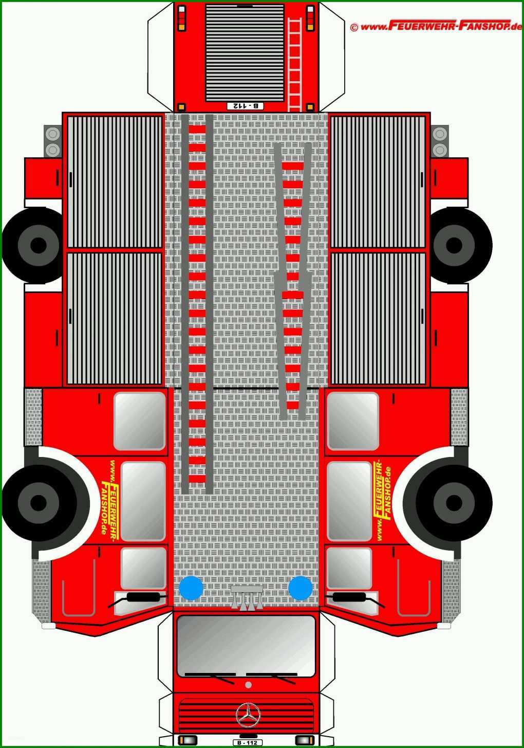 Spektakulär Feuerwehrauto Basteln Vorlage 2370x3380