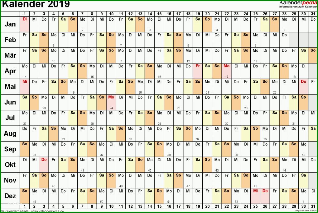 Faszinieren Kalender 2019 Vorlage 1588x1064